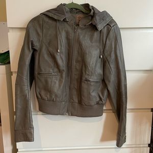 Grey faux leather jacket
